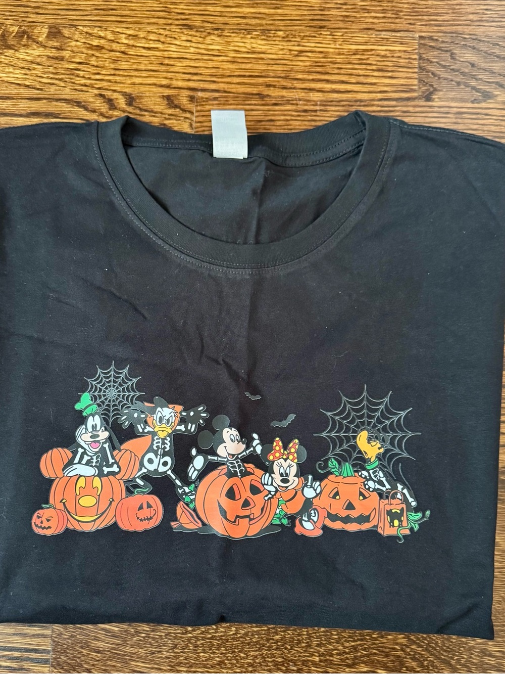 Ladies Black Halloween Pumpkin Disney Characters Tee